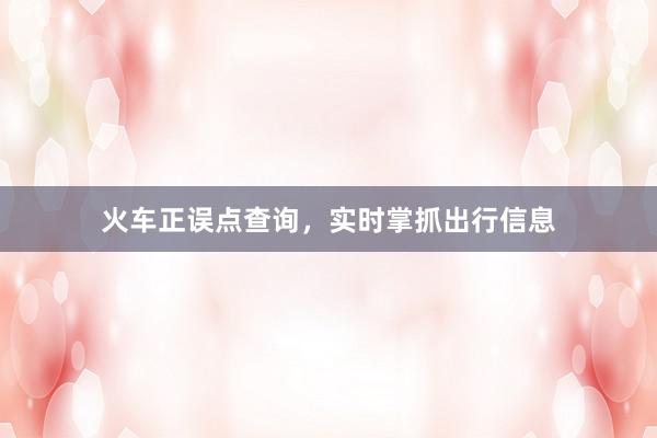 火车正误点查询，实时掌抓出行信息